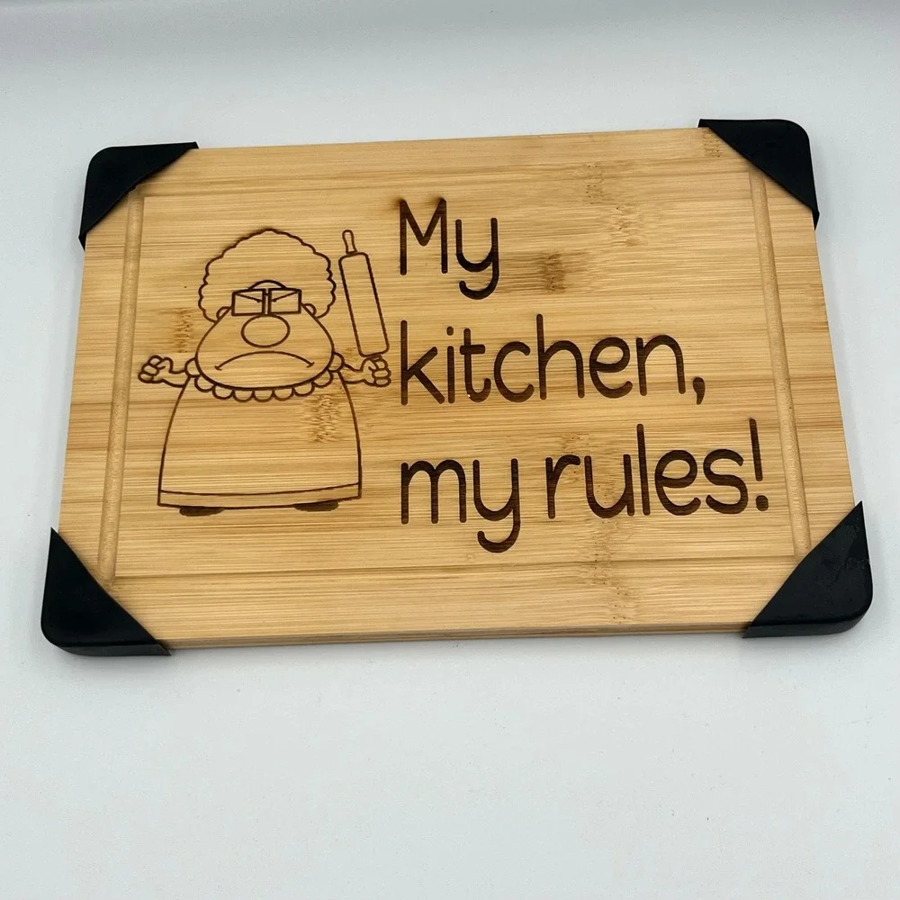 My Kitchen‎ My Rules Bamboo Cutting Board Funny Grandma Gift